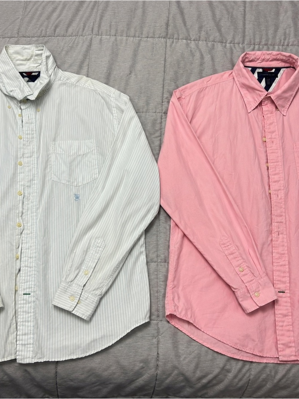 Tommy Hilfiger Men’s XXL Long Sleeve Button Down Shirts – Pink & Stripe